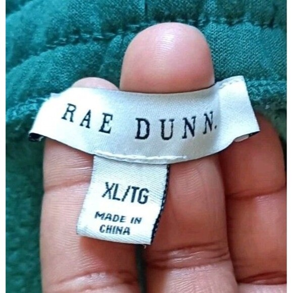 Rae Dunn Ankle Jogger Sweatpants Size XL Green Fleece Lined Drawstring Pockets - Picture 3 of 6